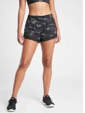 Athleta Camo Mesh Racer Run Shorts 4”-XXS like new